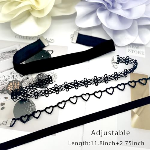 Black Choker Necklace for Women Black Velvet Choker Set Black Choker Necklaces Classic Chokers for Women Adjustable Gothic Choker Accessories4