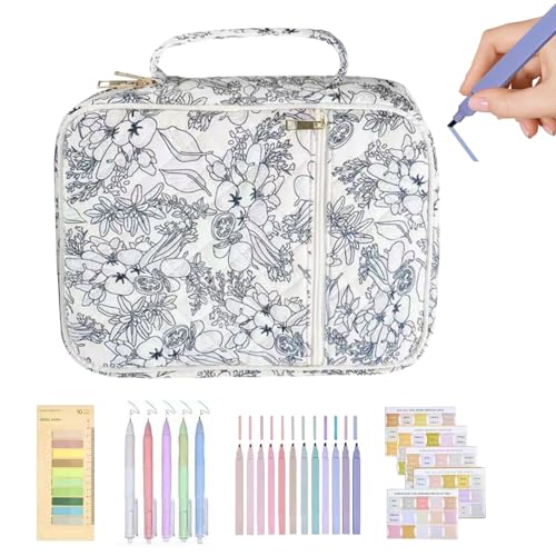 Kit de Estudio Bíblico,Herramientas de Aprendizaje con Estuche, Rotuladores, Bolígrafos, Marcapáginas y Etiquetas,Kit de Suministros para Estudio Bíblico - para Mujeres, Hombres, Adolescentes, Princip