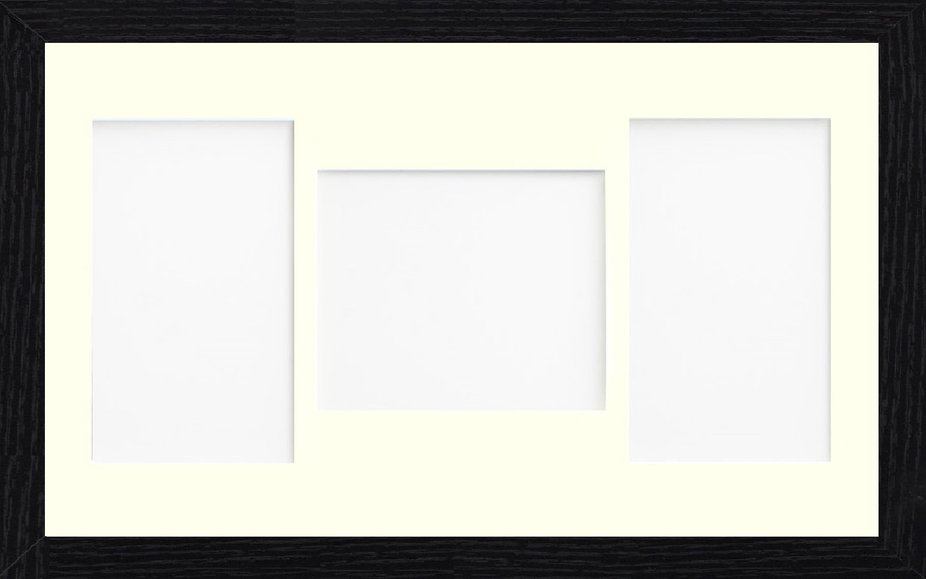 Online2home Ivory Osuk 20X10 Inch Black Picture Photo Frame With 3 Aperture Mount For Image Size 7X5 Inch Plp - Fitted With Perspex Sheet