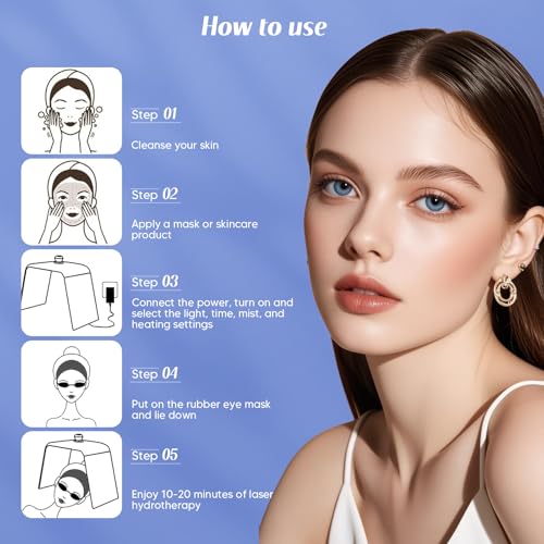 Red Light Therapy Mask, LED Face Light Therapy Mask with Heating Function (40-75℃), Professional 7 Colors Folding Hydrafacial Spray Facial Mask, Steam Spray Deep Hydration for Skincare SPA Salon - Image 8