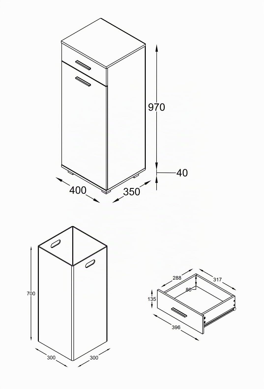 VCM Holz Wäscheschrank | Wäschetruhe | Wäschebox | Wäschekorb | Maße ca. H. 101 x B. 40 x T. 35 cm. - Zalo S