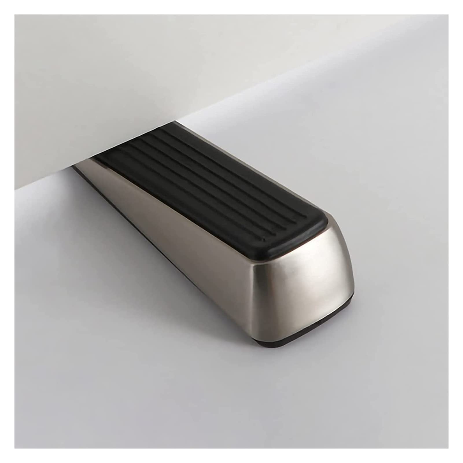 Sbziojhdr Brushed Silver Door Stop， Made By Zinc Alloy And Rubber Non-Scratching And Anti-Slip Metal Bumper Buffer Household Door Stop(Brushed Silver)