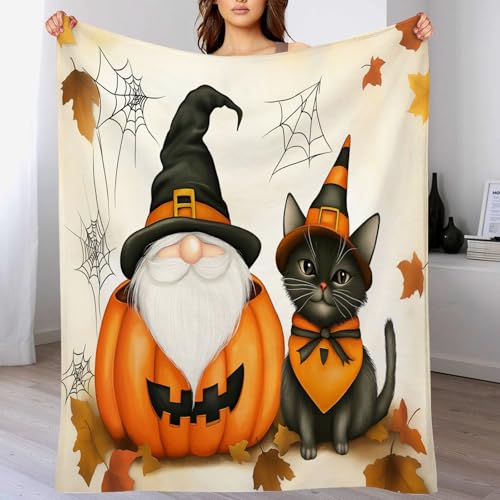 Plaid Halloween grand format 220x240cm contre le froid avec motif citrouille - 2