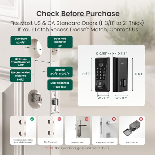 Fingerprint Smart Lock with Handle Set, Built-in WiFi, APP Remote - image 8