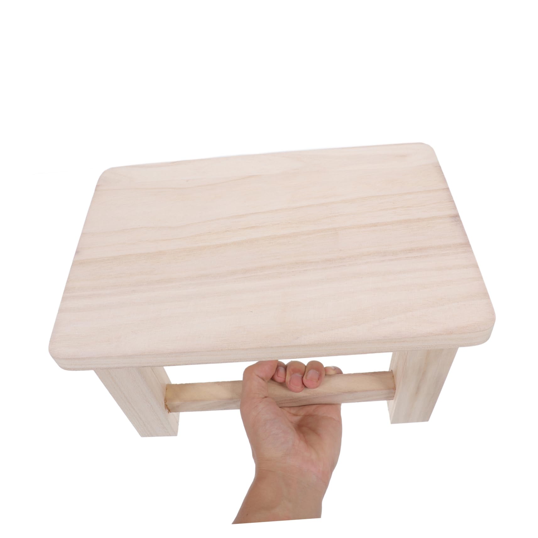 Taburete Banco Beige Pequeño para Cambiar Zapatos de Madera Maciza y Superficie Lisa Bordes Redondeados Adecuado para Uso Hogar