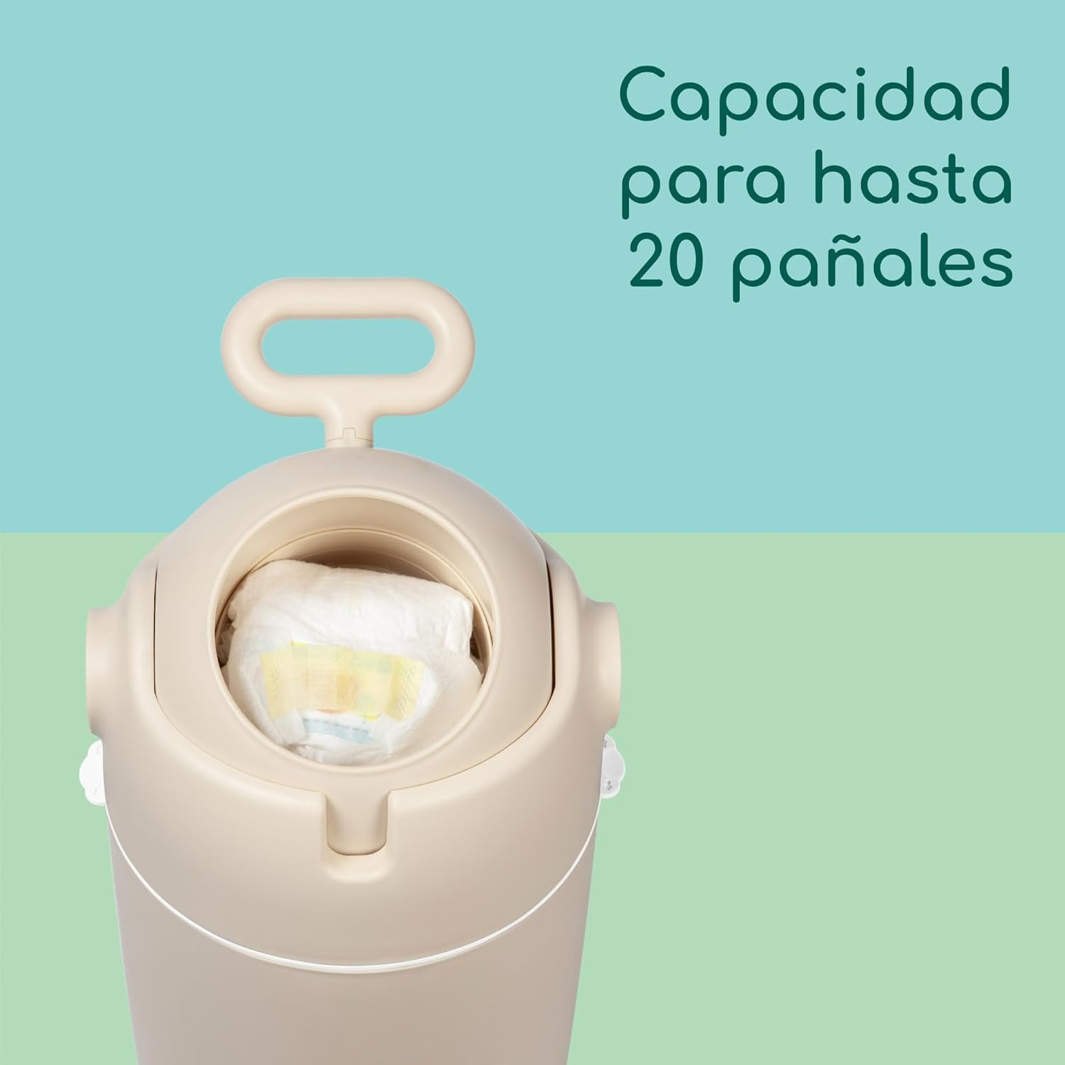Bebeconfort Papelera Pañales Talla M, Tapa Antiolor, Compatible con Cualquier Bolsa Basura, Capacidad Máx. 20 Pañales, Uso con Una Sola Mano, Tamaño Conveniente para Almacenaje, Fácil Limpieza, Gris