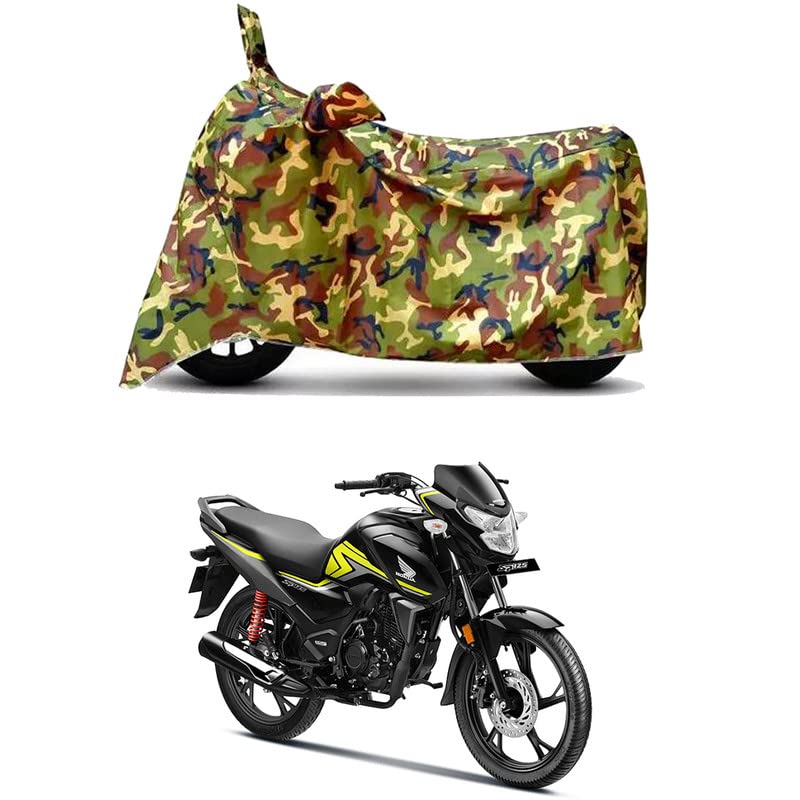 Image of Waterproof 100% PVC Coated Full Bike Scooty Two Wheeler Body Cover Compatible for Honda SP 125 Drum /UV-Rays /Heat Protection /Birds Dropping /Scratchproof /Dust Proof [6X6 Jungle Print]