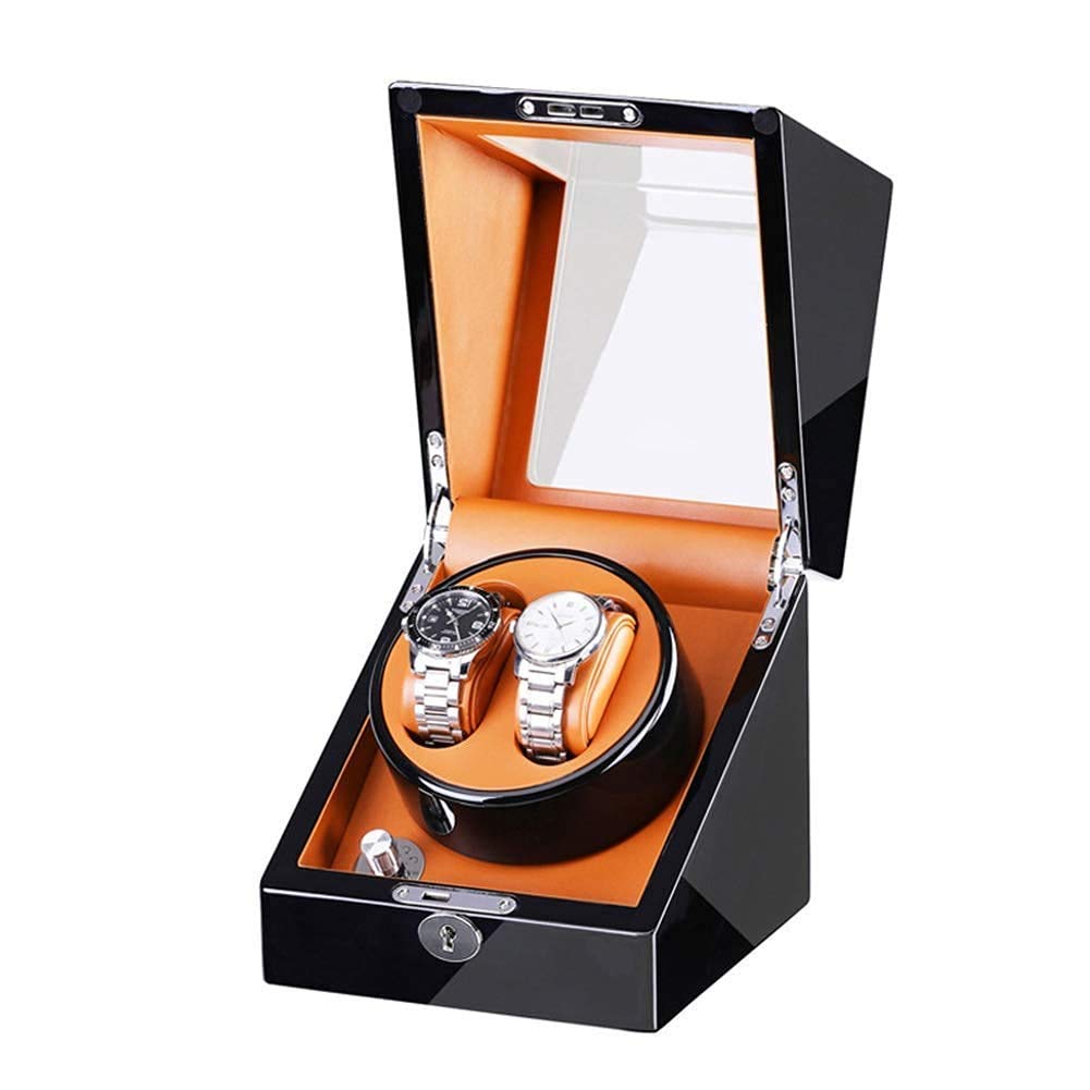 CGCSYZ Watch Watch Winder For 2 Watches Storage Dispaly Case With Quiet Motor 5 Rotation Mode Setting Wood Shell Piano Finish Not Include Watches (D A)