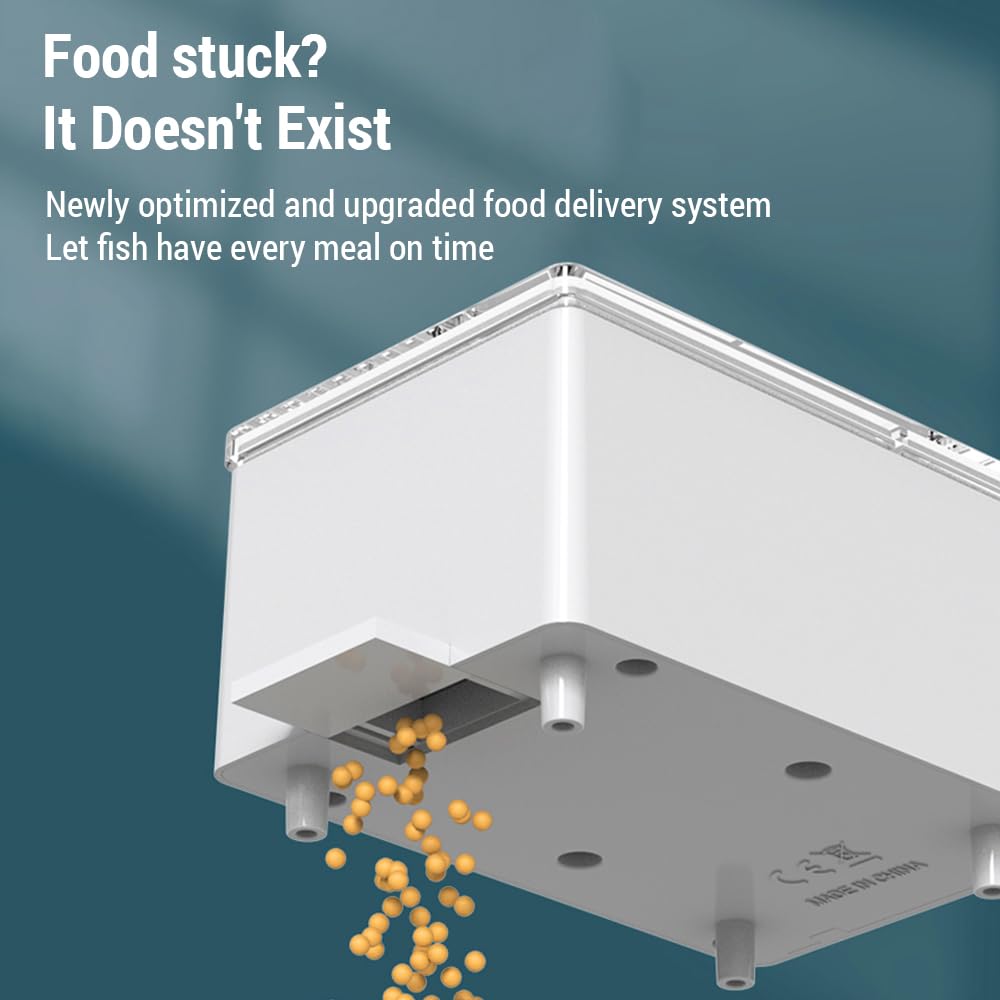 Natudeco Fish Feeder Automatic Dispenser Portable Fish Feeder Automatic Fish Feeder with Adjustable Clamps for Fish Aquarium Home (150ml Button Battery Model)