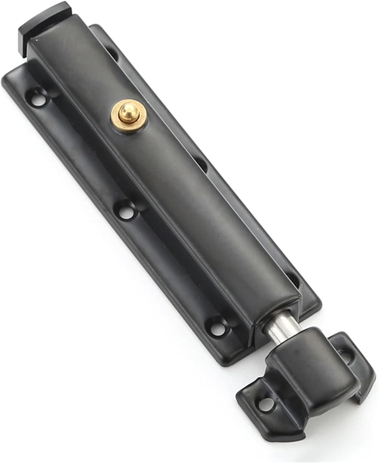 4 Pieces 5 Inch Stainless Steel Automatic Spring Door Bolt Slide Bolt Latch with Screws for Bedroom/Kitchen(Black)