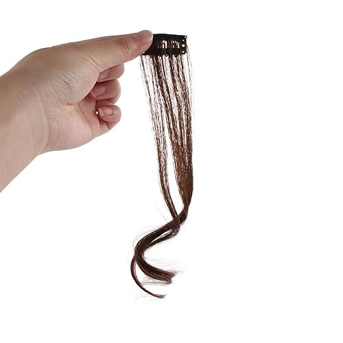 Miniatura 6 de Vctitil Flequillo de pelo falso para mujer, fleco lateral natural, flequillo lateral largo, ondulado y rizado, flequillo frontal lateral (marrón