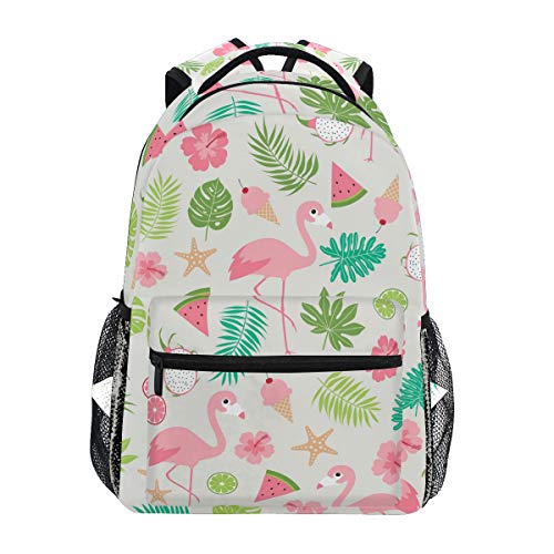 Flamingo Tropical Palm Leaf Sandía Mochila Escolar para niños niñas Bolsa de Viaje