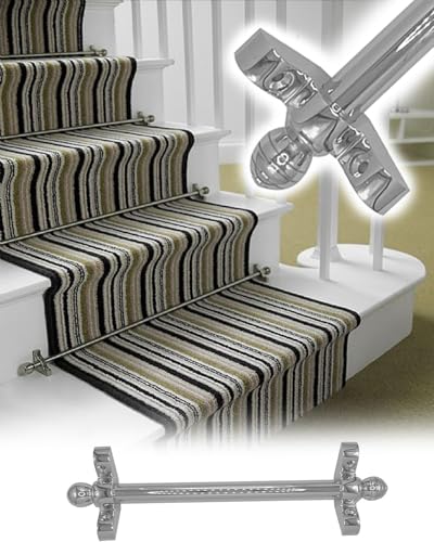 Juego de 13 barras de escalera plateadas de 25.6 pulgadas, barras decorativas para corredores de escaleras, fácil instalación, elegantes accesorios de escalera, soluciones duraderas y fijas