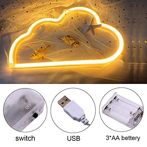 XIYUNTE Cloud Light Neon Signs Led Neon Wall Light Battery or USB Operated Neon Light Sign Led Neon Lights White Cloud Lamp Light up for The Home,Kids Room,Bar,Festive Party,Christmas,Wedding - Thumbnail 6