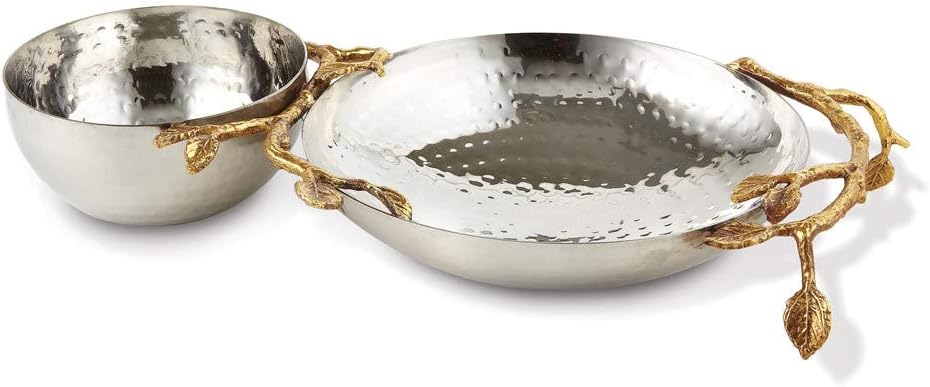 Solid Golden Vine Hammered Chip and Dip