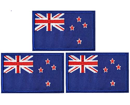 JAVD 3Pack New Zealand Flag Patch New Zealander Flags Patchs, New Zealand Tactical Flag Embroidery Patch with, for Hats, Tactical Bags, Jackets, Clothes Patch Team Military Patch