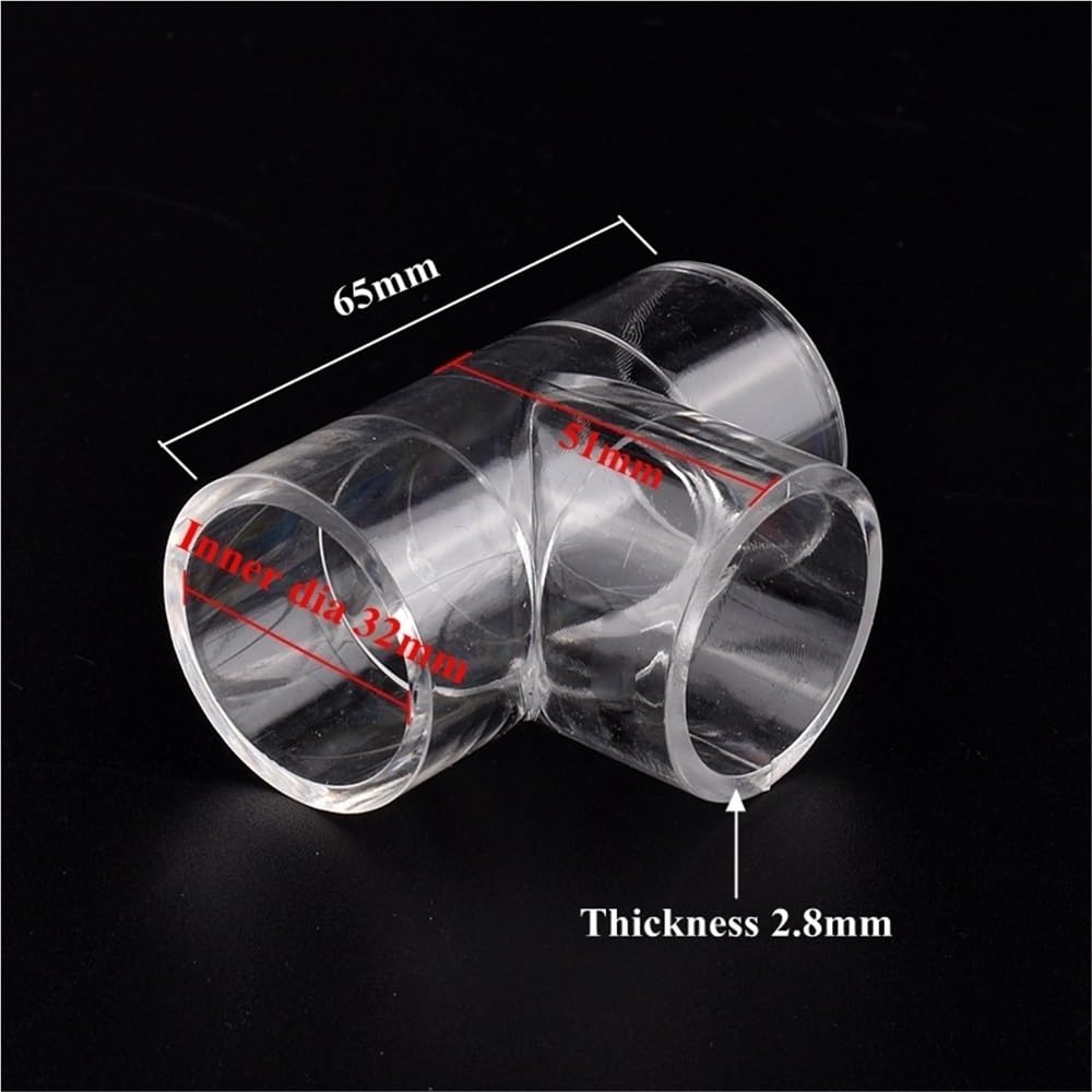 Transparente Rohrverbinder 10 Stück T-Stück for Aquarien, Innendurchmesser 20–50 mm, organisches Glass, Acrylrohr, PMMA-Rohr, 3-Wege-T-Stücke(32mm)