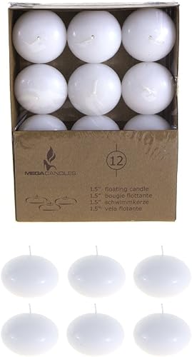 MEGA CANDLES - Velas flotantes de disco de 1.5 pulgadas sin perfume - Blanco, juego de 36