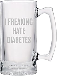Funny Diabetic Gift - Diabetes Beer Mug - Present For Diabetic - Diabetes Awareness - I Freaking Hate Diabetes