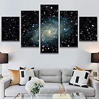 SIGNWIN 5 Panel Canvas Wall Art Aerial Astronomy & Space Dramatic Global Green Photography Realism Stars Ultra for Home Decorations Ready to Hang - 60