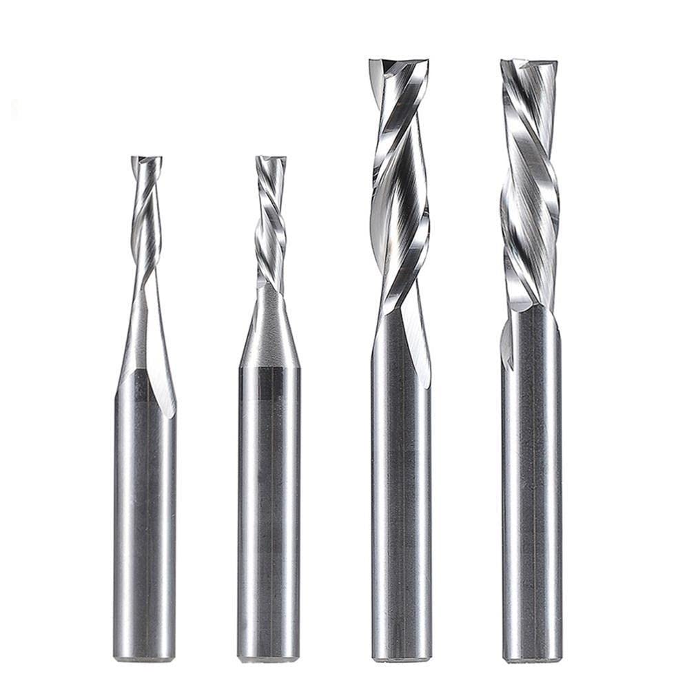 Broca Enrutadora En Espiral De Carburo Dos Canales, Tamaño Pulgadas, Corte hacia Arriba, Abajo, 3.175mm, 6,35mm, Enrutador CNC, Fresa Extremo Madera Compresión(2pc-SP-3.175-d6.35-d)