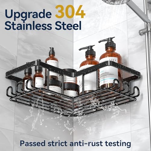 Image of Self Adhesive Bathroom Shelf Combo Pack of 3 | No Drill Metal Bathroom Organizer | Rust-Proof Wall Mounted Shelves with Soap Holder | Adhesive Multipurpose Storage Rack for Bathroom & Kitchen