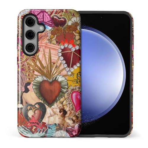 ilikediy for Samsung Galaxy S24 Plus Case,HL2 Aesthetic European Collage Preppy Hybrid 2 Layer Hard Shell Silicone Protective Pattern Design Case