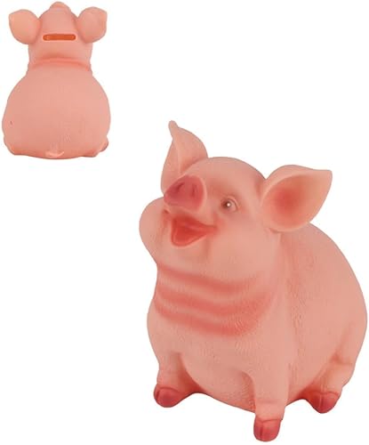 Miniatura 7 de Bonita alcancía con forma de cerdo, alcancía rosa, alcancía de animales, pequeña alcancía para niñas y niños, banco de ahorros de resina (M)