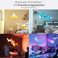 Nanoleaf Shapes Triangle Starter Kit, 9 Smarten Dreieckigen LED Panels RGBW - Modulare WLAN 16 Mio Farben Wandleuchte Innen, Musik & Bildschirm Sync, Funktioniert mit Alexa Google Apple, Deko & Gaming – Ansicht 4