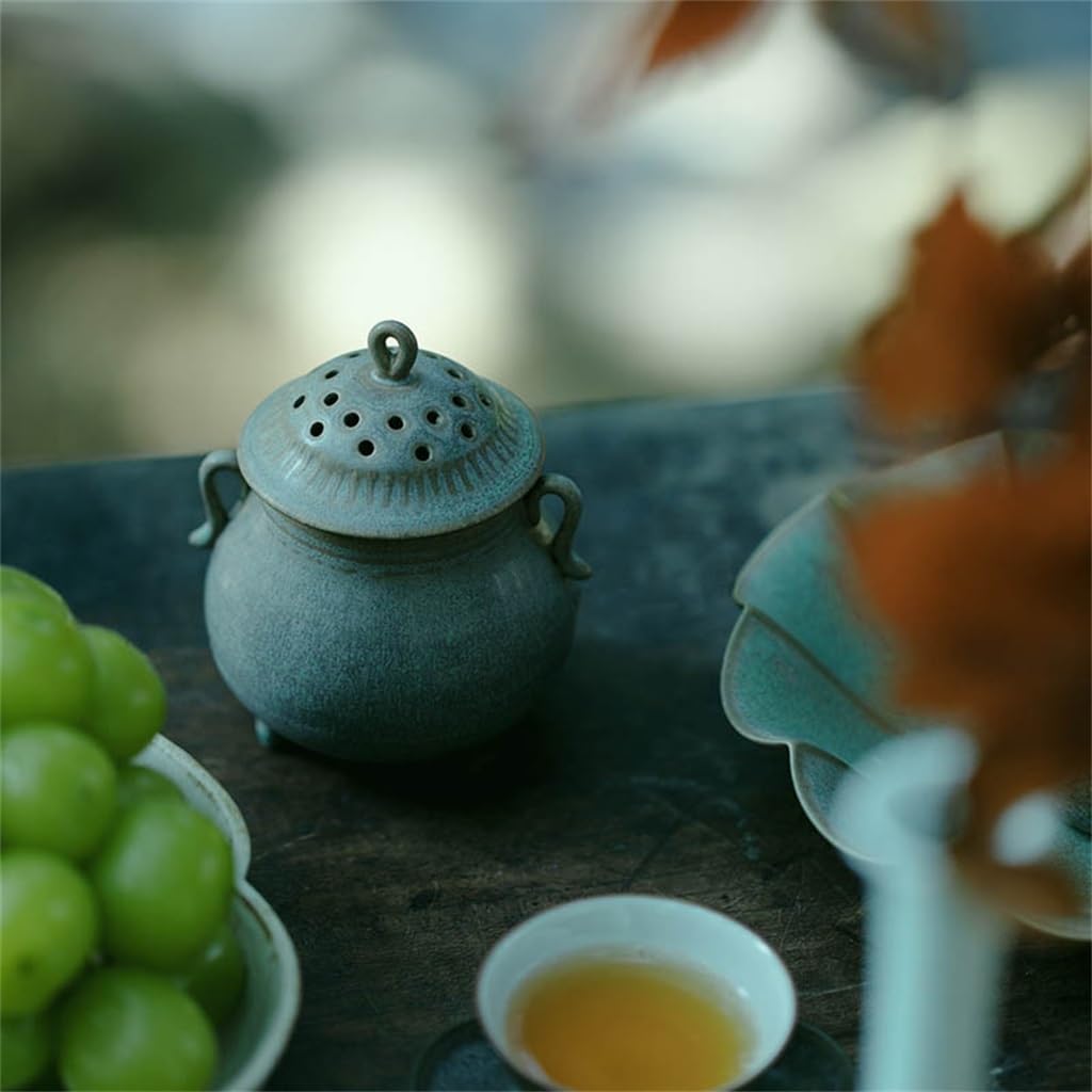 Soporte De Incienso Quemador de Incienso de Hilo de Arcilla marrón Hecho a Mano, Quemador de Incienso pequeño para Sala de té, decoración del hogar