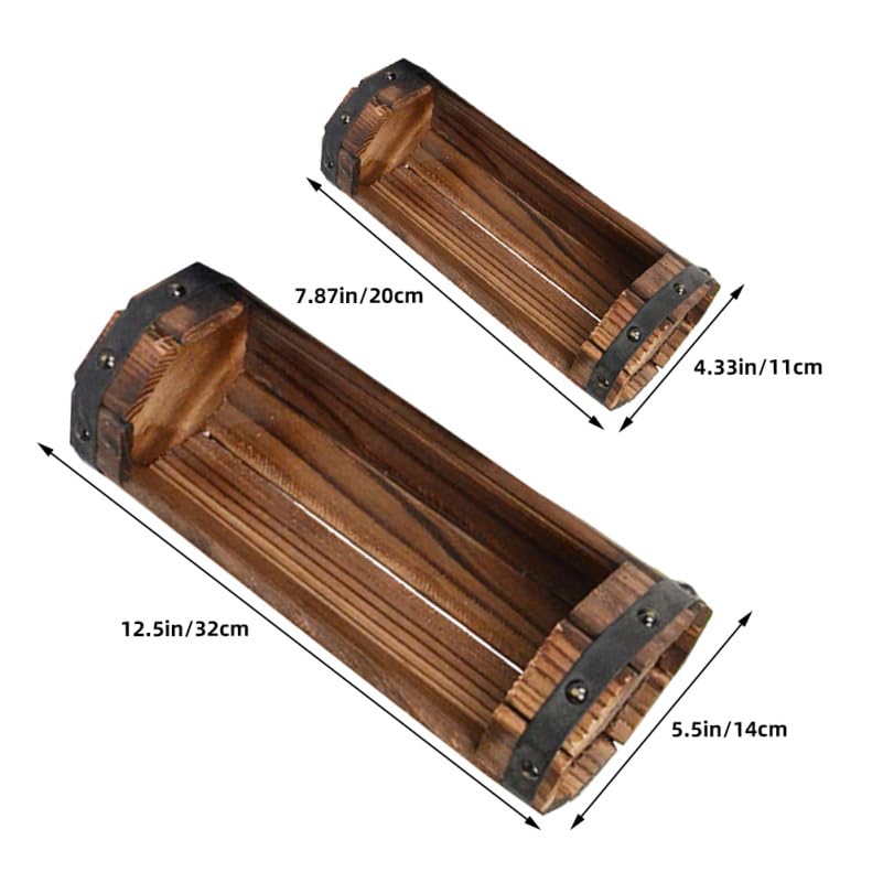 Image of DOITOOL Half Barrel Planters Outdoor, 2 Pack Rustic Solid Wood Flower Pots for Plants, Carbonized Wooden Whiskey Wine Barrel Planter Set for Garden Patio Porch Windowsill Decoration (Brown)