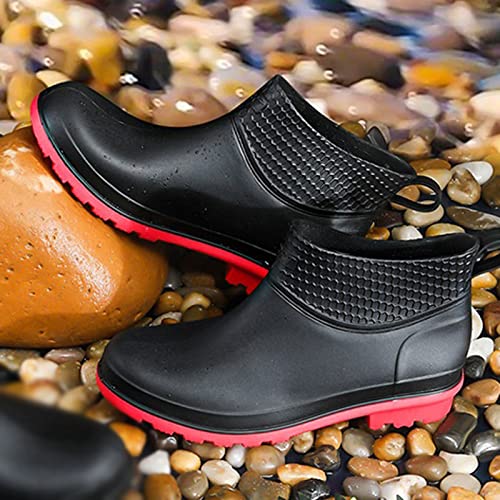 Slip Garden Boots,Rubber Boots, Men Thick Heel Warm Rainboots Safety Work Water Shoes Autumn Winter Non-Slip Waterproof Ankle Men Rubber Boots Fishing(Size:10.5)2
