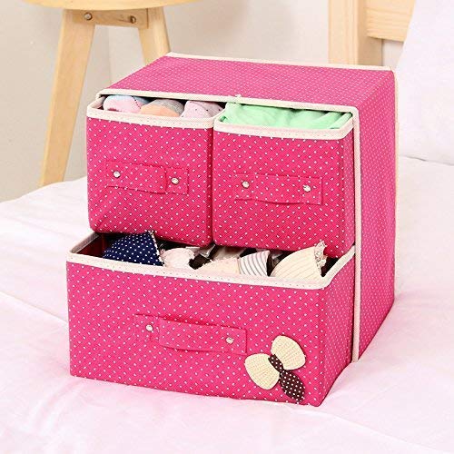Image of 3 Drawer Collapsible Cloth Organizer Storage Box Desk Cabinet Tool Foldable Drawer Units Fabric Cabinet Closet Storage Organizer(Multi Color)
