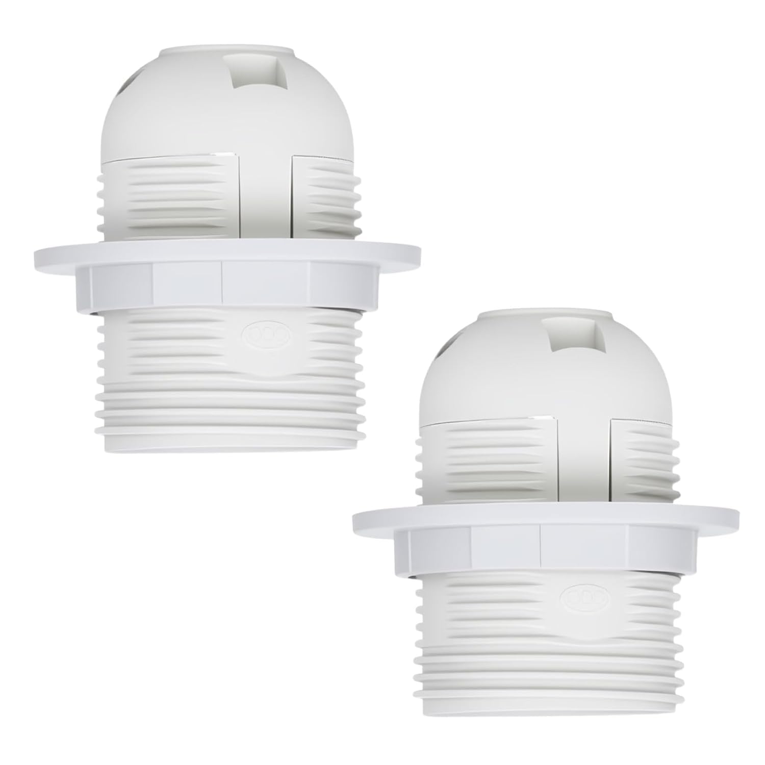 2 Pcs E27 Lamp Holder, Plastic Threaded Light Socket with Lamp Shade Ring Plastic Lampshade Reducer Ring & Adapter (White)