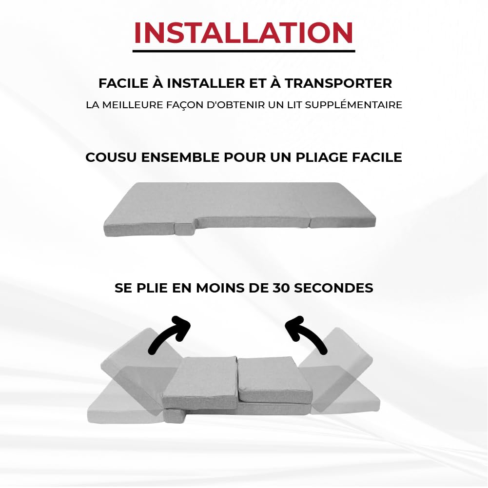 K'Foam Matelas Pliable pour lit Avant de Camping-Car Mercedes Sprinter (2018-2025), Couleur Grise