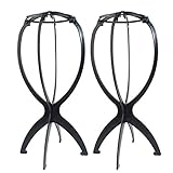 組み立て式 ウィッグ スタンド ２個 セット 簡単 帽子掛け ウィッグ 乾燥用 (黒)