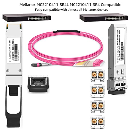 Image of 40GBASE-SR4 QSFP+ Optical Transceiver Module Compatible for Mellanox MC2210411-SR4L MC2210411-SR4 40G QSFP+ SR4 850nm 150m DDM MTP /MPO-12 MMF 4 Pack