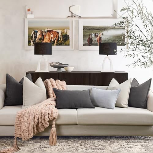 Image of ZWJD Rustic Gray Pillow Covers 26x26 Set of 2 Chenille Throw Pillow Covers with Elegant Design Soft and Luxurious Decorative Throw Pillows for Couch, Bed, and Home Decor