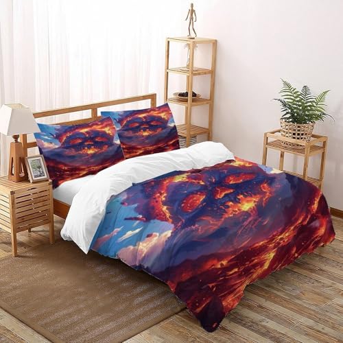 Housse de couette crâne gothique 3 pièces imprimé lave - 3