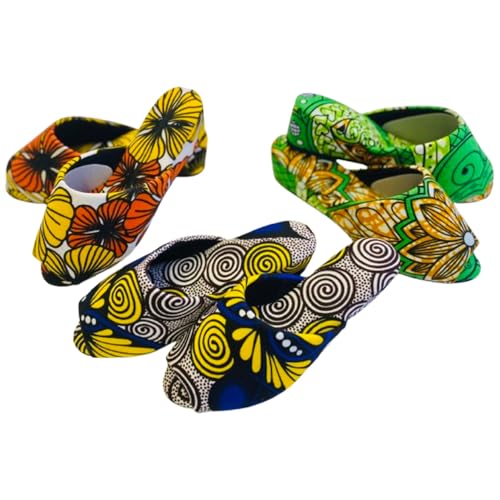 Mサイズ1足・Lサイズ1足 No.457 南河原スリッパ ハイヒールタイプ 2足セット / 伝統柄 テキスタイル デザイン性 華やか パーニュ柄 埼玉県