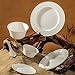 Imagen de Servicio de vajilla de porcelana fina para 4 blanco ligero resistente a la viruta para restaurantes de comedor familiar regalo