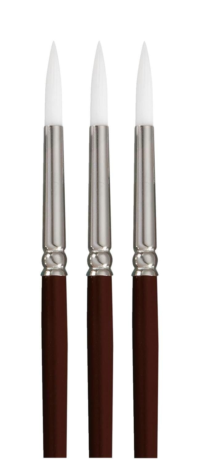 Sax True Flow Optimum White Taklon Paint Brushes, Round, Size 6, Pack of 3