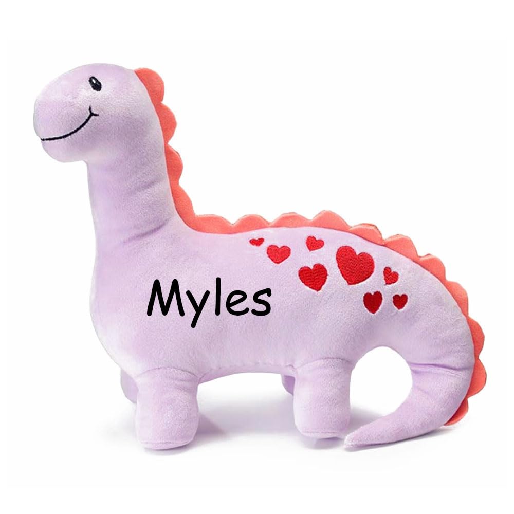 Knextion Inc Personalized Dinosaur Plush Toy with Custom Name for Kids – Purple Brontosaurus Stuffed Animal, Soft Custom Dino Gift for Boys & Girls,
