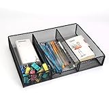 SANWICH Desk Drawer Organizer Tray with Compartments, 3 Grid Metal Mesh Drawer, Multi-use Desk Organizer Storage Box Set for Office,Home,School Supplies, 12.59X9.25X2.36 in (1pcs)