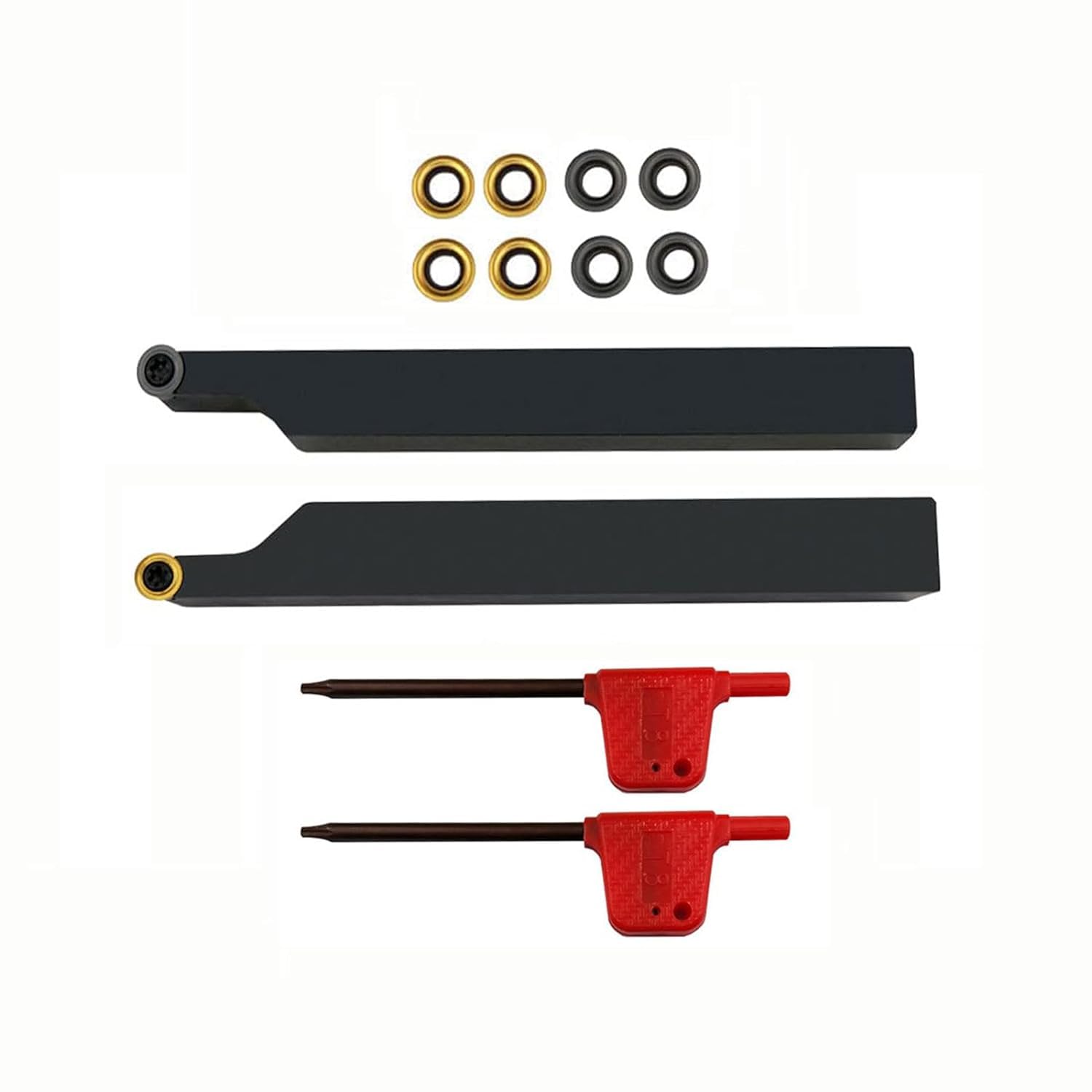 3/8" 1/2" SRACR1010/1212 H06 - Supporto girevole per tornio con inserti rotondi in metallo duro RCMT0602 (2 supporti da 1/2 + 10 inserti)