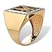 PalmBeach Men's Yellow Gold-plated Sterling Silver Emerald Cut Natural Black Onyx and Diamond Accent Eagle Ring Sizes 8-16 Size 11