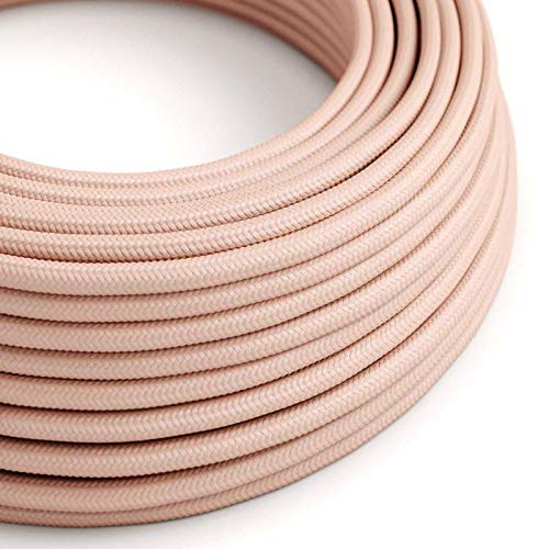 Creative-Cables L'originale cavo elettrico rivestito in tessuto 3 x 0,75 mm² (20 m, Rosa Baby RM16) – Rotondo, effetto seta – Sicurezza certificata, made in Italy