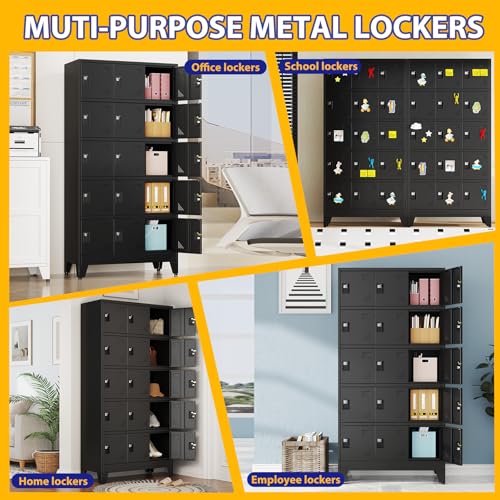 Image of PAOFIN Metal Storage Lockers for Employees with Lock,Metal Storage Locker with 15 Doors for School Garage Office Gym Bedroom,Assembly Required,15 Door Black