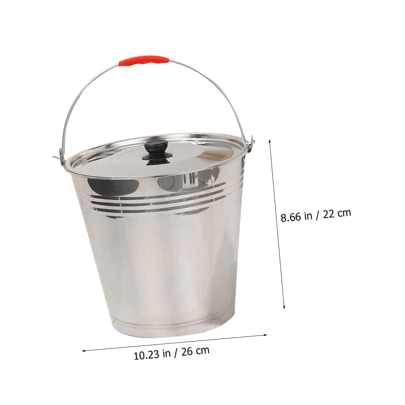 OUNONA Cubo de Acero Inoxidable 304 Construcción Sola Pieza con Tapa y Asa con Gran Capacidad Capacidad 8l Cubo Multiusos para Leche y Agua