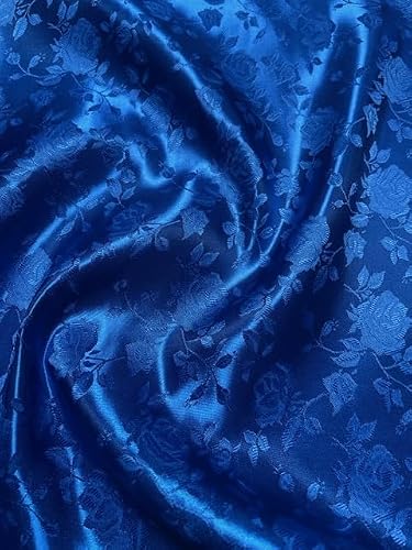 Sedona Designz 58" Wide Satin Jacquard Rose Brocade Fabric – 100% Polyester, Ideal for Dresses, Lingerie, and Tablecloths